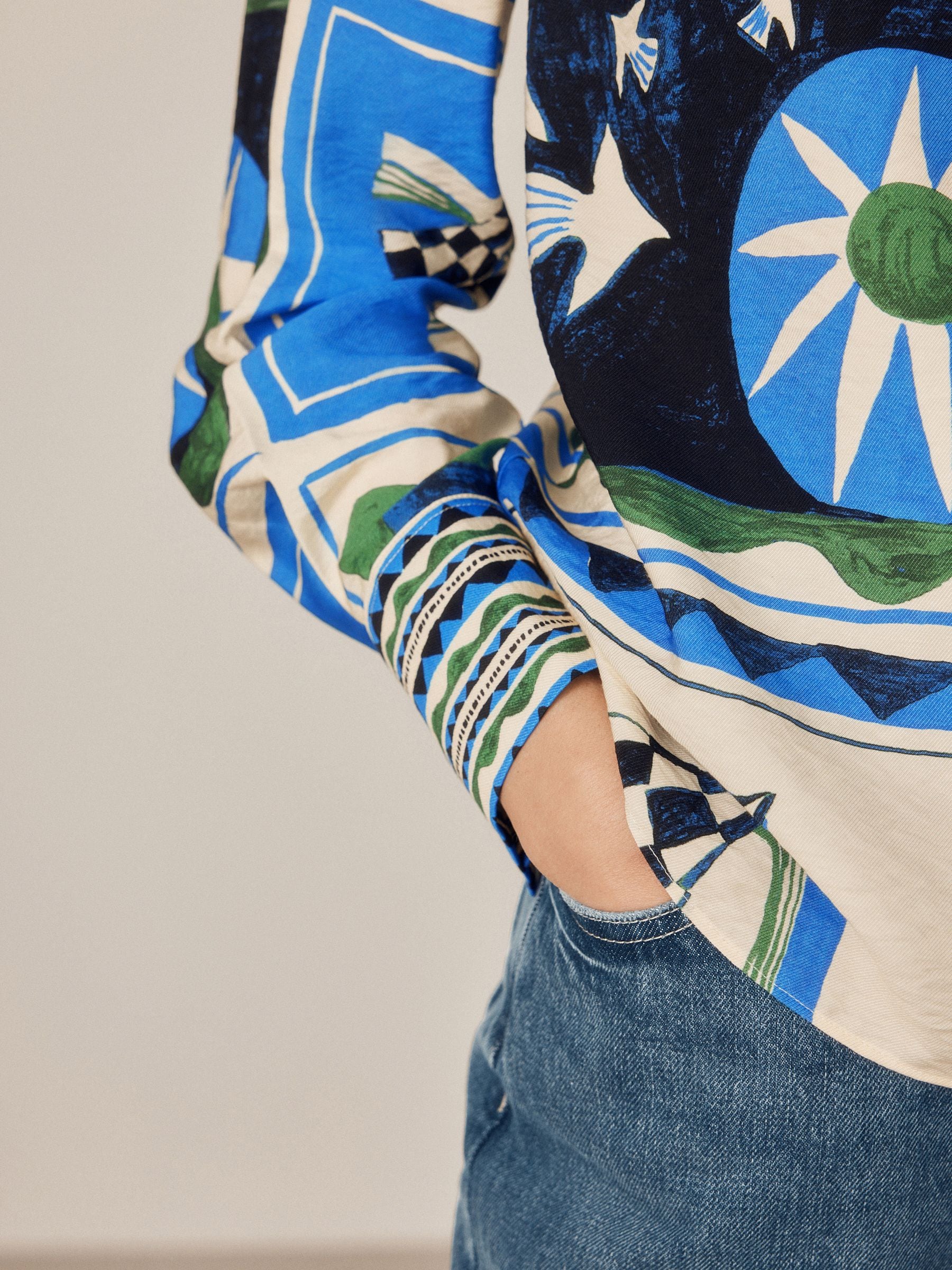 Buy Blue/Green Abstract Print Long Sleeve Shirt from Next USA