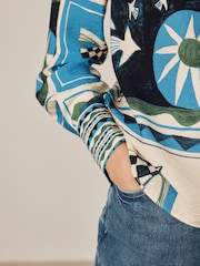 Blue/Green Abstract Print Long Sleeve Shirt - Image 5 of 5