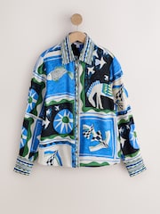 Asul/Berdeng Abstract na Print - Long Sleeve Shirt - Larawan 6 ng 8