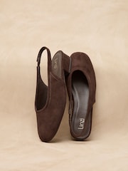 Linzi Brown Glide Closed Toe Slingback Block Heeled Shoe - Image 1 of 5