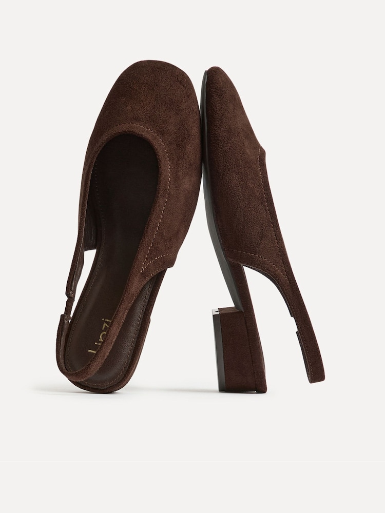 Linzi Brown Glide Closed Toe Slingback Block Heeled Shoe - Image 5 of 5