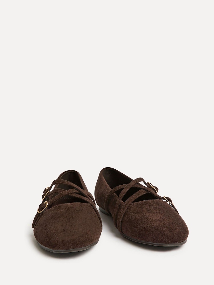 Linzi Brown Matrix Mary Jane Flats With Triple Straps - Image 5 of 5