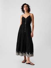 Gap Black Tiered Midi Dress - Image 1 of 5