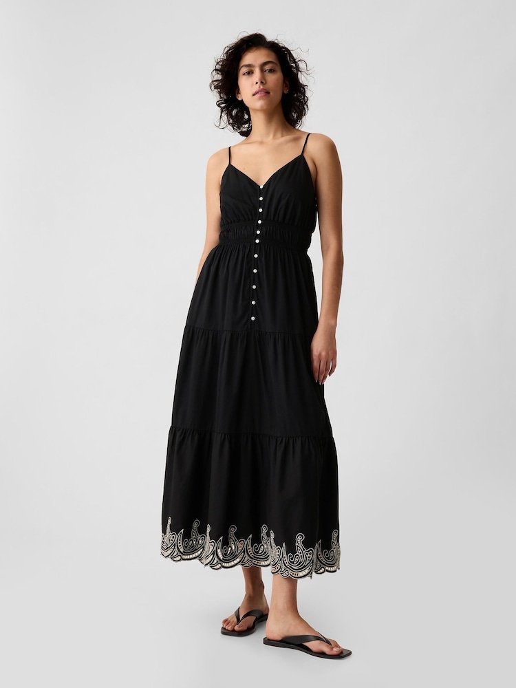 Gap Black Tiered Midi Dress - Image 1 of 5