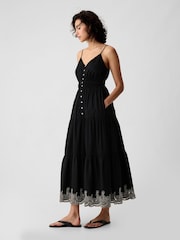 Gap Black Tiered Midi Dress - Image 3 of 5