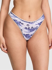 Victoria's Secret Pink Noir Navy Blue Toile Thong Cotton Knickers - Image 1 of 2