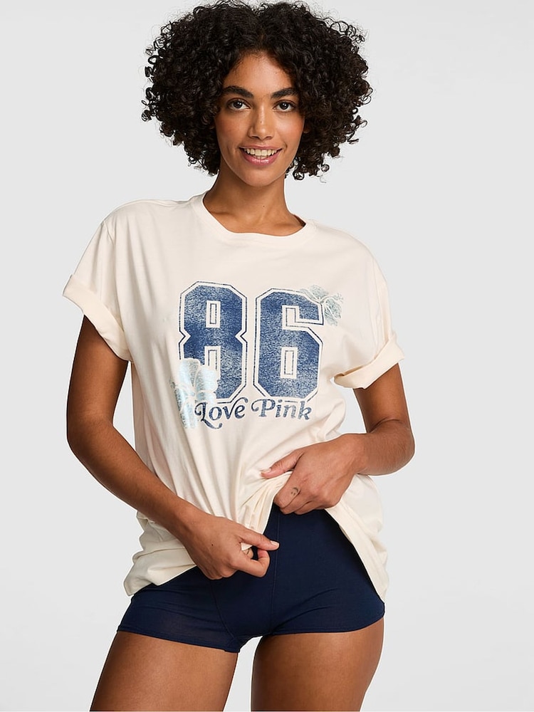 Victoria's Secret Pink Winter White Graphic T-Shirt - Image 1 of 2