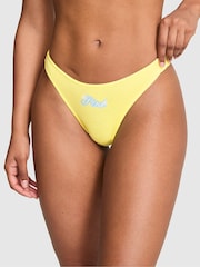 Victoria's Secret PINK Pineapple Yellow Mini Scoop Thong Cotton Logo Knickers - Image 1 of 2