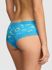 Victoria's Secret PINK Blue Dolphins Cheeky Lace Trim Rib Knickers - Image 2 of 2