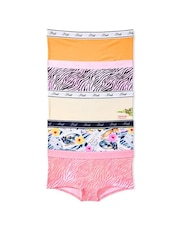 Victoria's Secret PINK Pink/Orange/Yellow Summer Print Boyshort 5 Pack Logo Knickers - Image 1 of 1