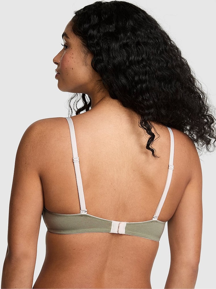 Victoria's Secret PINK Slate Green Non Wired Push Up Cotton Heather Lace Trim Bra - Image 2 of 2