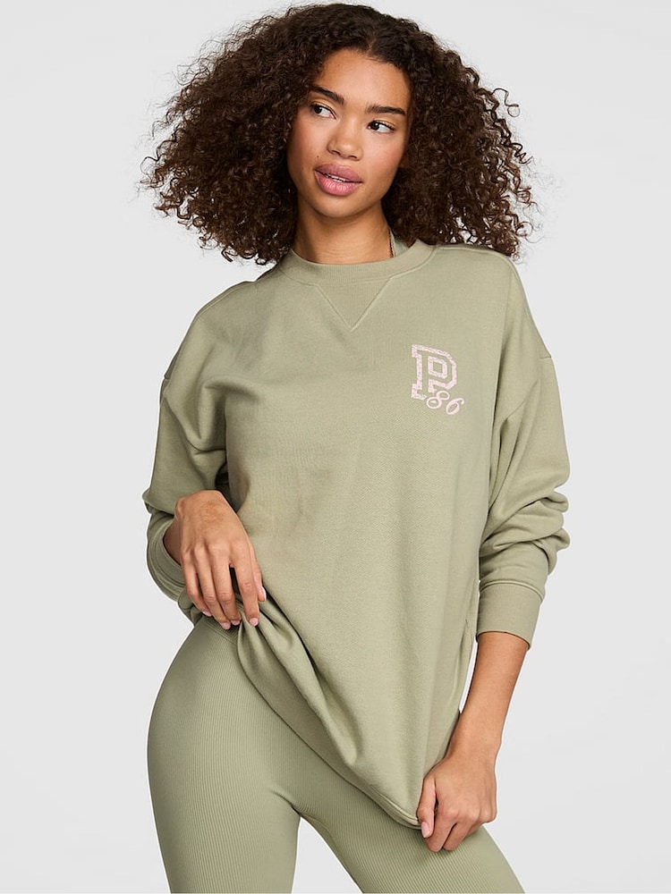 Victoria's Secret PINK Slate Green Fleece Sweatshirt - Image 1 of 2