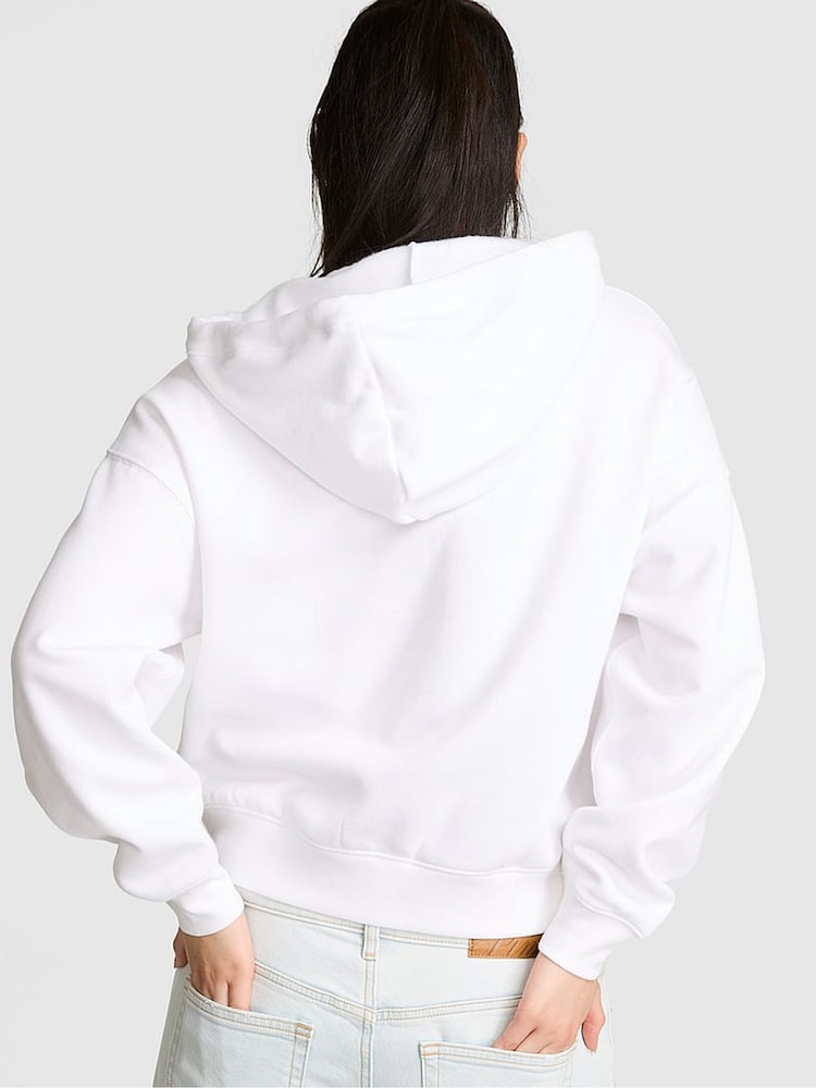 Victoria's Secret PINK White Fleece Zip Up Hoodie - Image 2 of 2