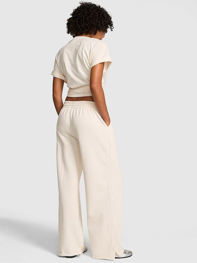 Victoria's Secret PINK Winter White Wide Leg Fleece Joggers - Image 2 of 2