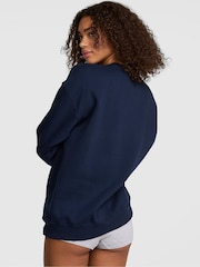 Victoria's Secret PINK Noir Navy Blue Gingham Fleece Sweatshirt - Image 3 of 4