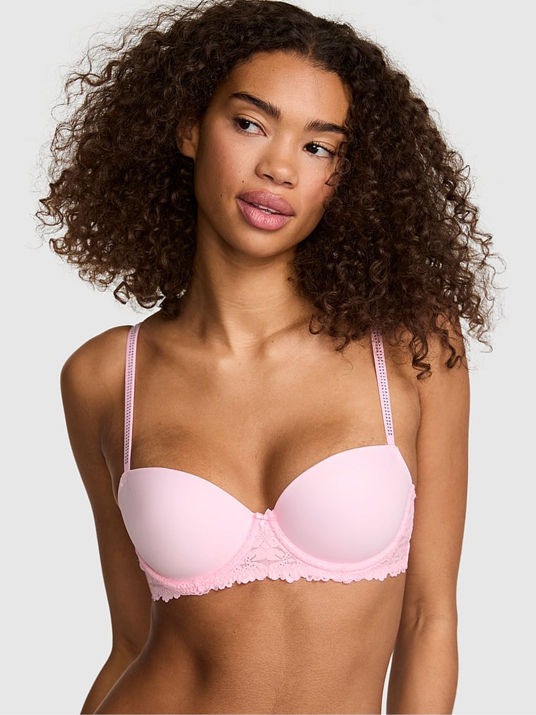 Victoria's Secret PINK Broadwalk Pink Lightly Lined Lace Smooth Cup Lightly Lined Balcony Bra
