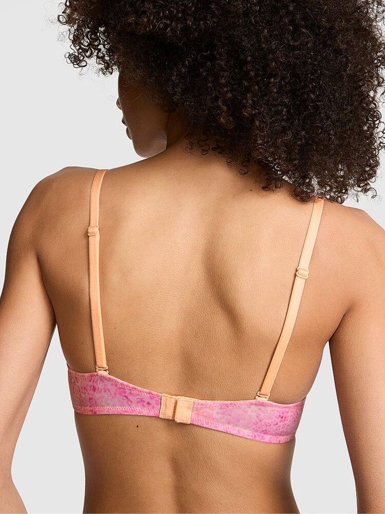 Victoria's Secret Pink Coconut Pink Leopard Non Wired Lightly Lined Cotton Heather Lace Trim Bra - Image 2 of 2