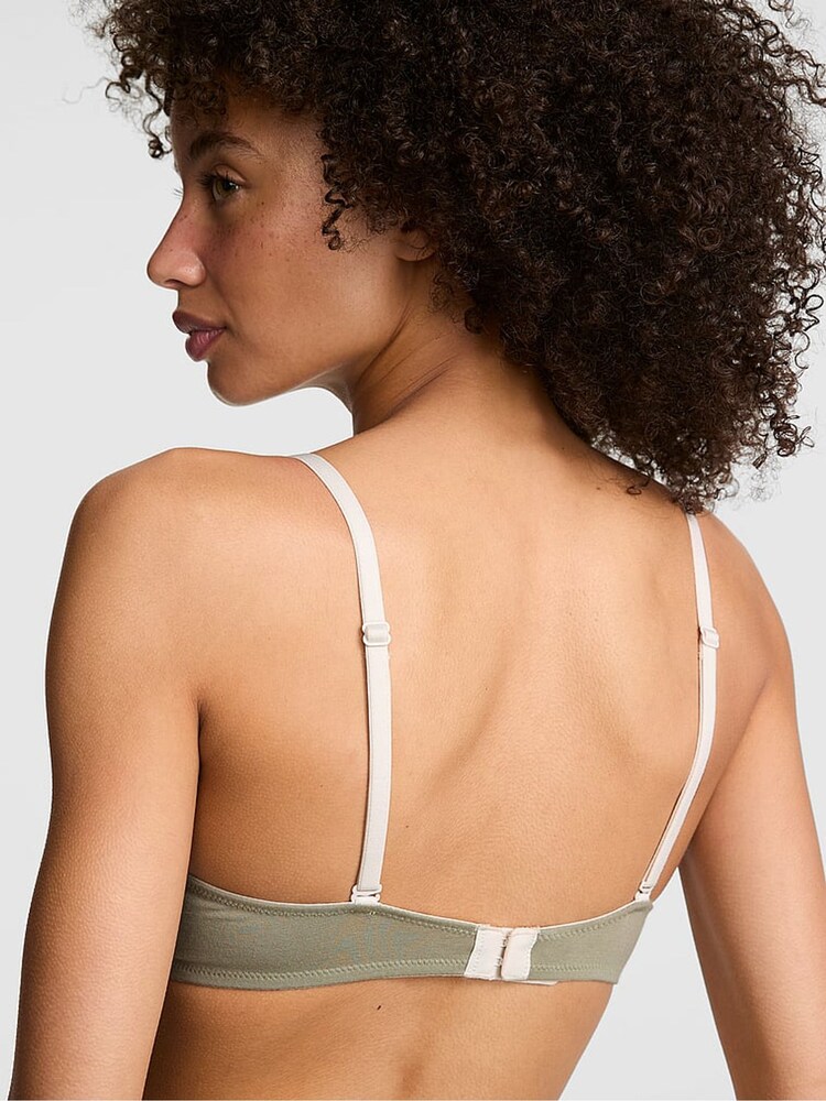 Victoria's Secret Pink Slate Green Non Wired Lightly Lined Cotton Heather Lace Trim Bra - Image 2 of 2