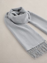 Grey Premium Made in Italy Twill Midweight Shawl Scarf - Image 5 of 7