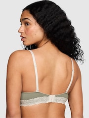 Victoria's Secret PINK Slate Green Push Up Cotton Heather Lace Trim Bra - Image 2 of 2