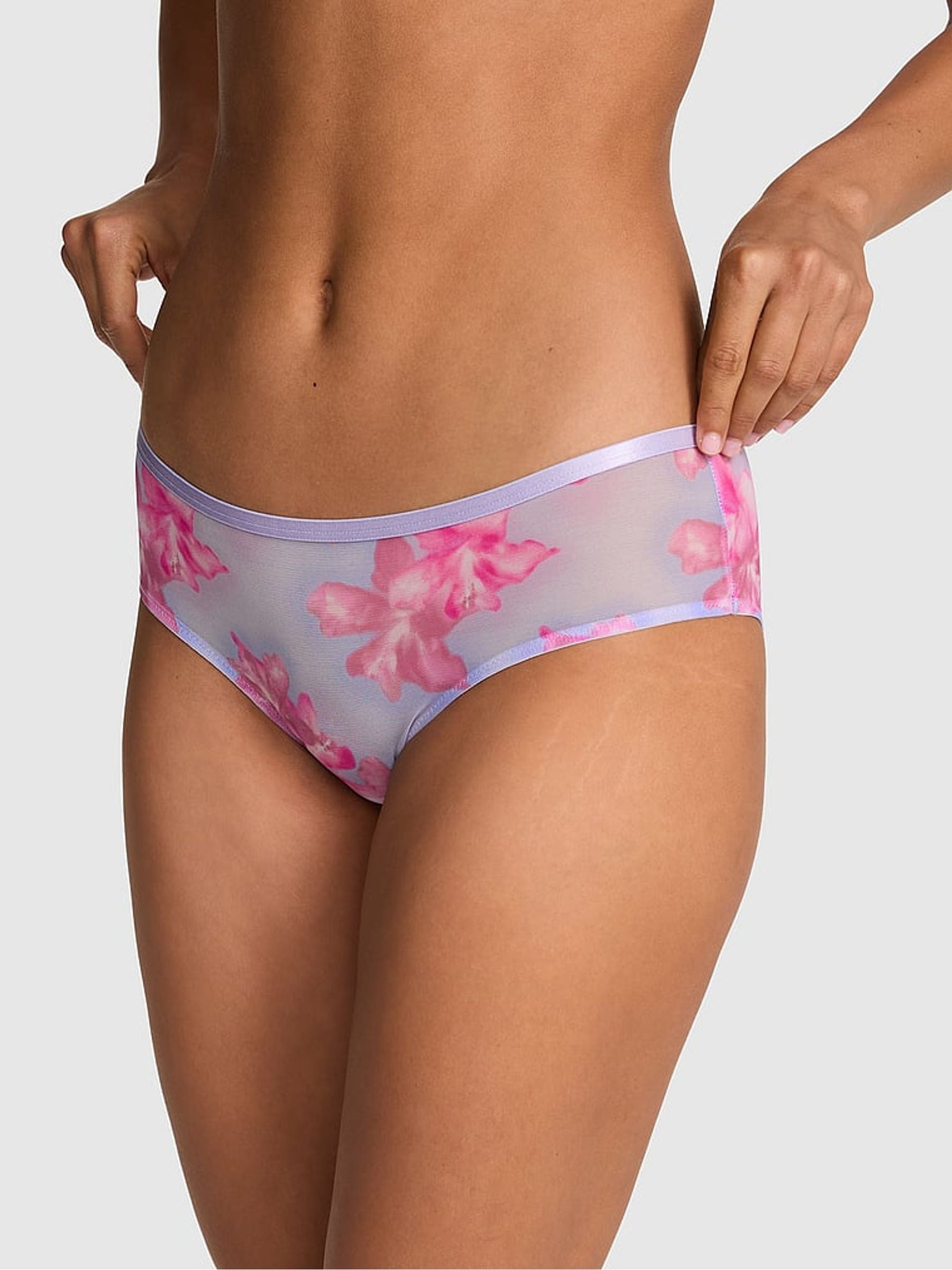 Victoria's Secret PINK Sweet Lavender Purple Hipster Logo Mesh Knickers