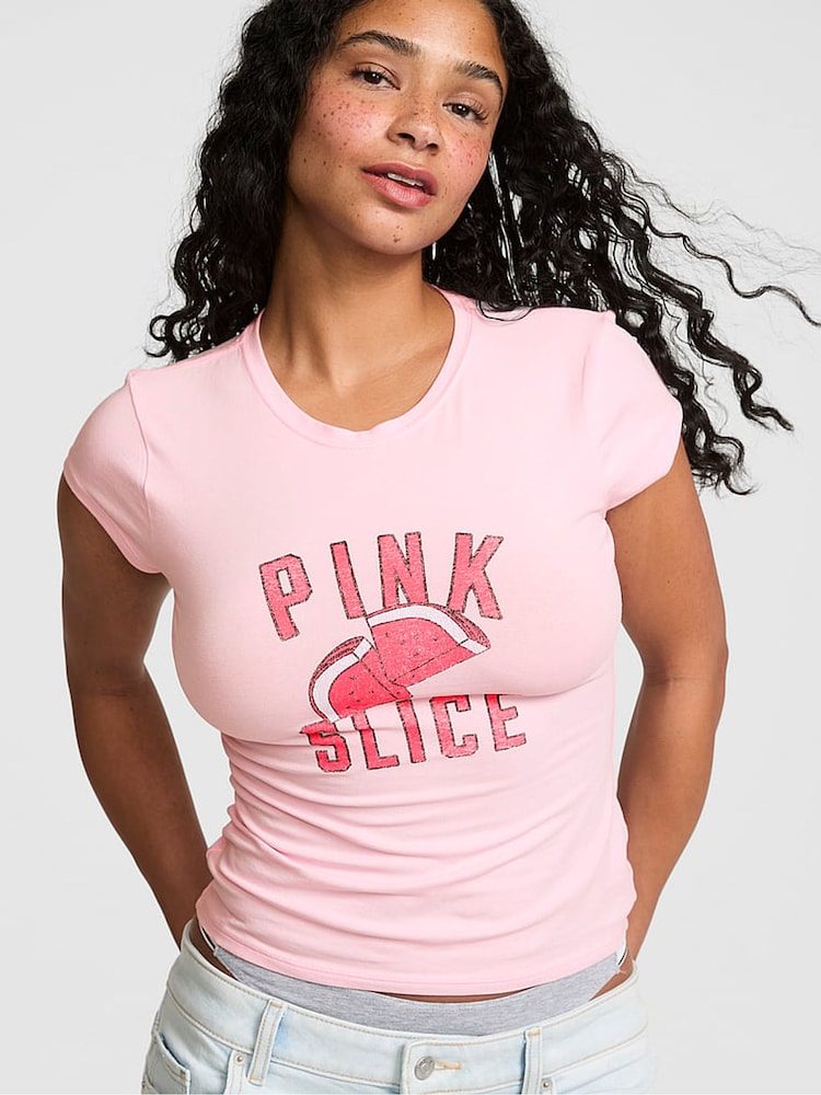 Victoria's Secret PINK Coconut Pink Retro T-Shirt - Image 1 of 2