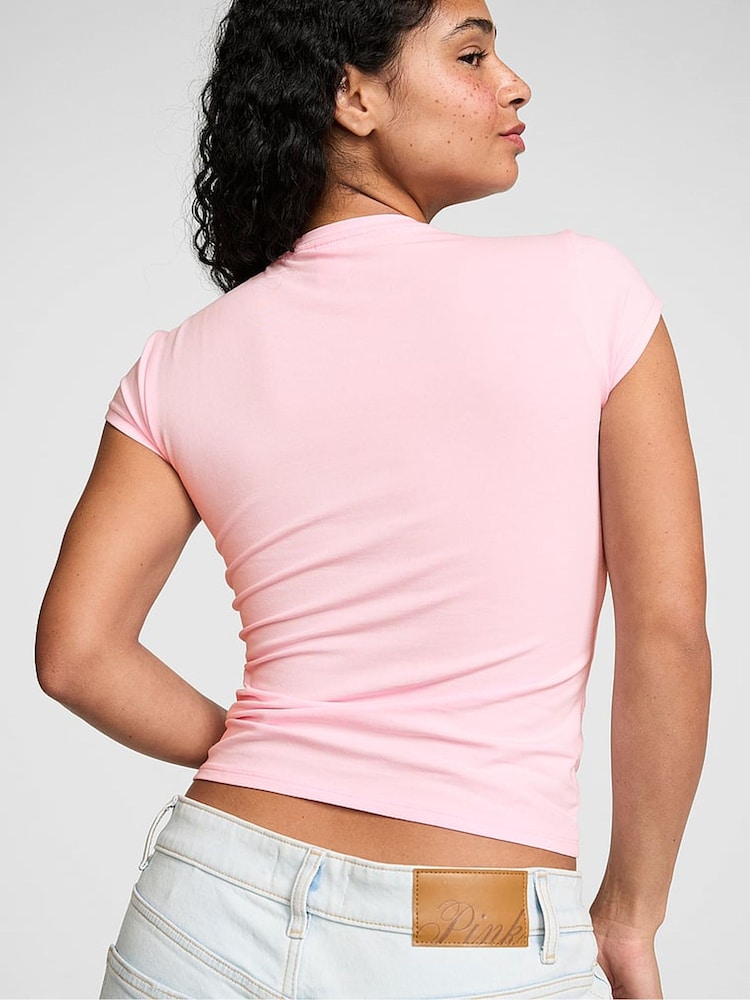 Victoria's Secret PINK Coconut Pink Retro T-Shirt - Image 2 of 2