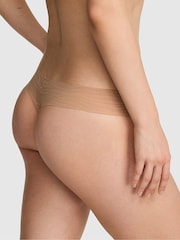 Victoria's Secret Pink Praline Nude Thong Zebra Lace Knickers - Image 2 of 2
