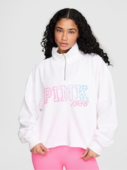 Victoria's Secret Pink White Ombre Half Zip Fleece Sweatshirt - Image 1 of 3