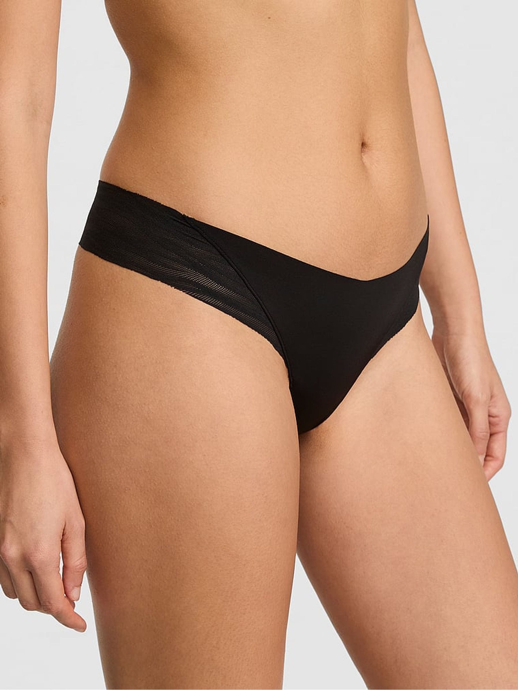 Victoria's Secret PINK Black Thong Zebra Lace Knickers