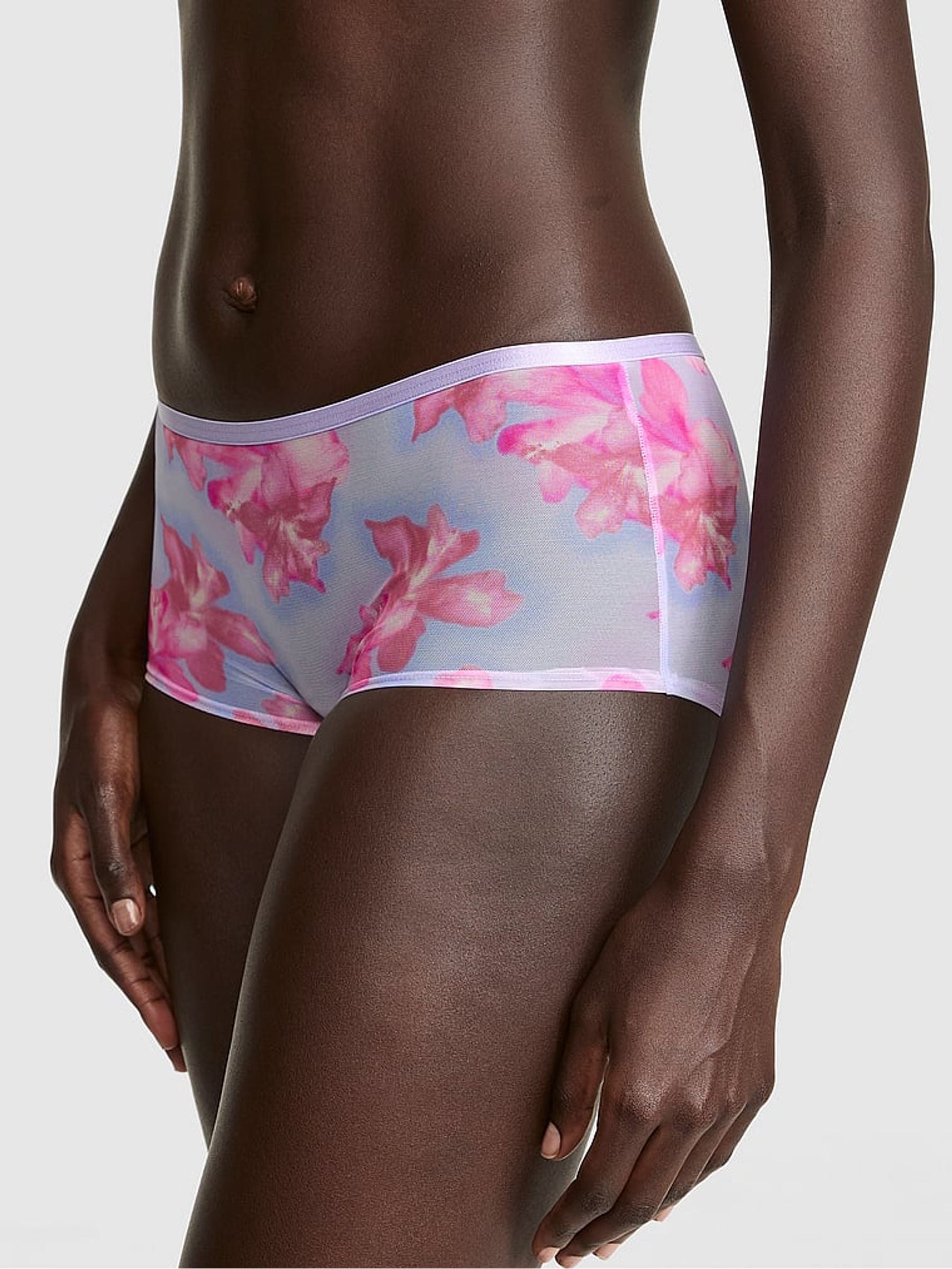 Victoria's Secret PINK Sweet Lavender Purple Short Logo Mesh Knickers