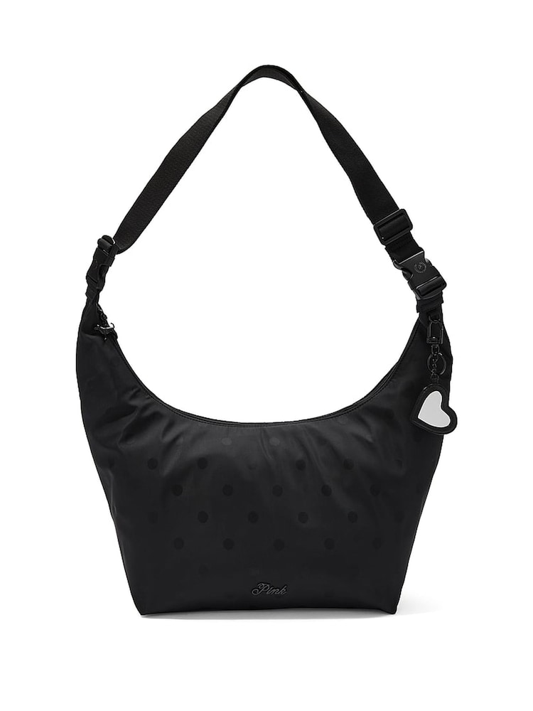 Victoria's Secret Pink Black Polka Dot Hobo Bag - Image 2 of 4 Victoria's Secret Pink Black Polka Dot Hobo Bag - Image 2 of 4
