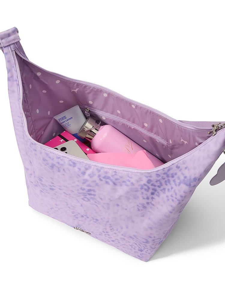 Victoria's Secret Pink Purple Leopard Hobo Bag - Image 2 of 4 Victoria's Secret Pink Purple Leopard Hobo Bag - Image 2 of 4