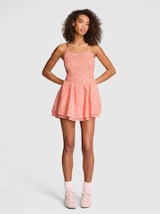 Victoria's Secret Pink Peach Tree Orange Smocked Dress - Image 2 of 3