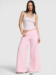 Victoria's Secret Pink Pink Stripe Foldover Wide leg Trousers - Image 1 of 3