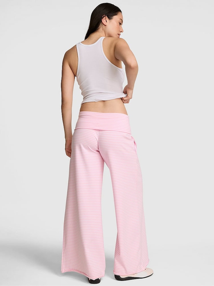 Victoria's Secret Pink Pink Stripe Foldover Wide leg Trousers - Image 2 of 3