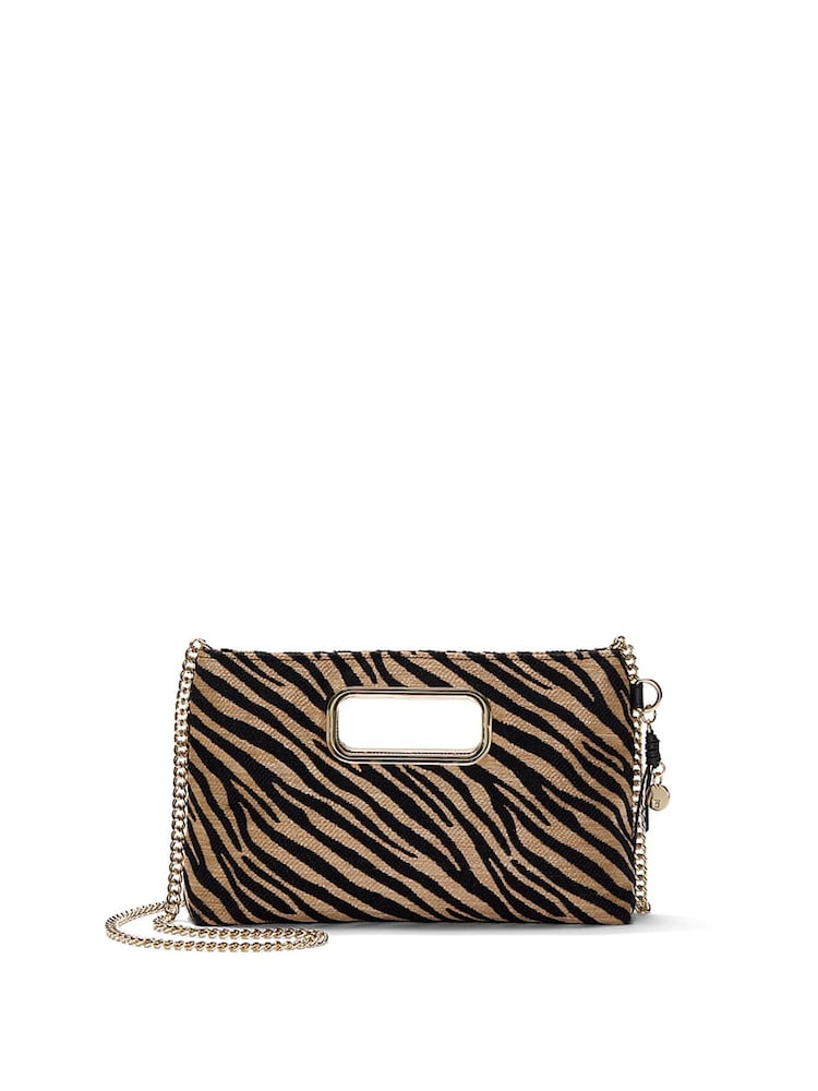 Victoria's Secret Black Zebra Straw Clutch Bag - Image 2 of 4 Victoria's Secret Black Zebra Straw Clutch Bag - Image 2 of 4