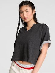 Victoria's Secret Pink Charcoal Heather Grey Terry Crew T-Shirt - Image 1 of 2