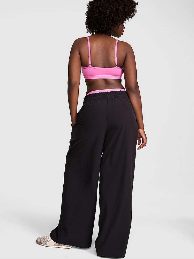 Victoria's Secret Pink Black Stretch Woven Wide Leg Trousers - Image 2 of 2 Victoria's Secret Pink Black Stretch Woven Wide Leg Trousers - Image 2 of 2