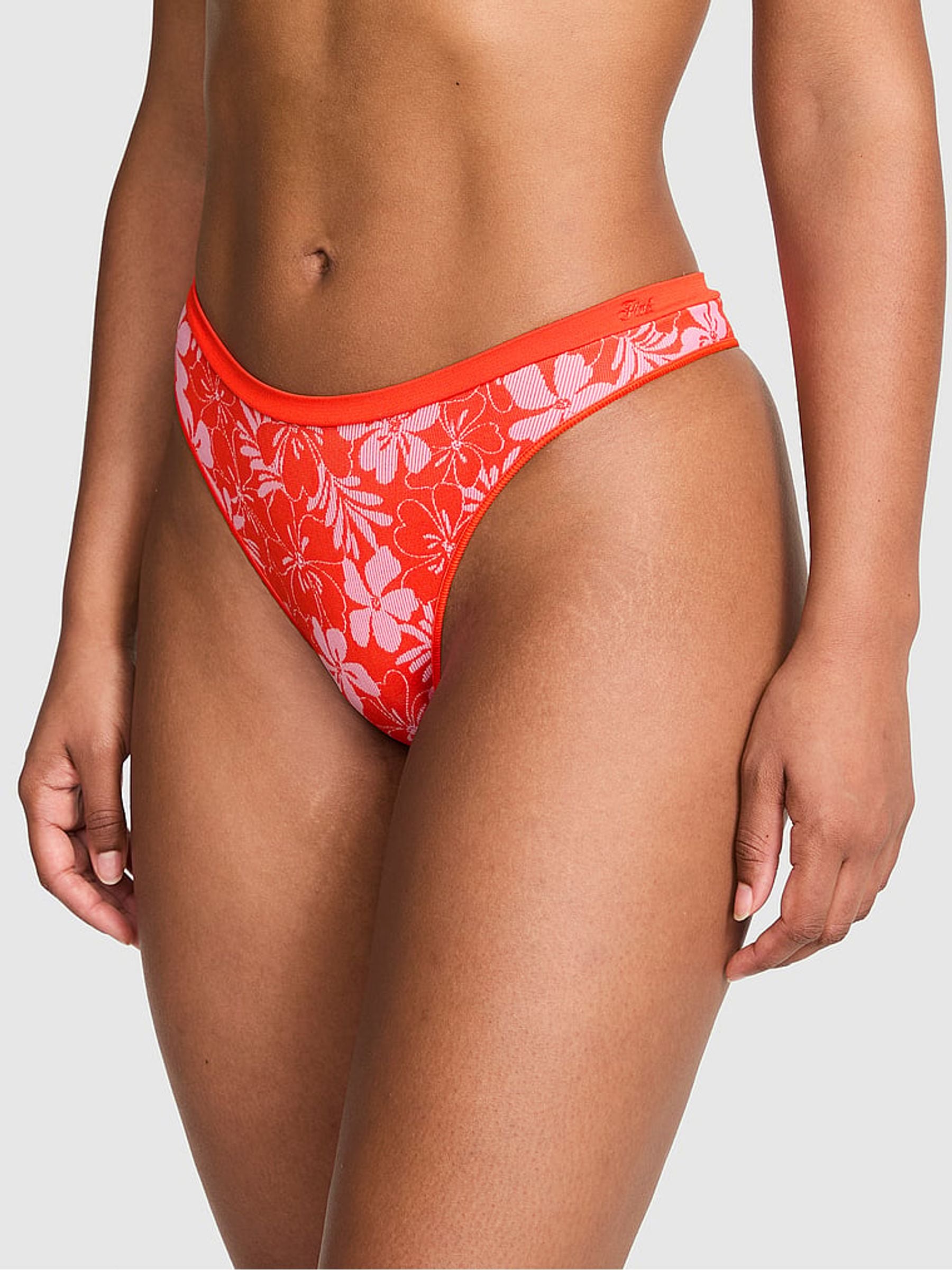 Victoria's Secret PINK Red Hibiscus Thong Knickers