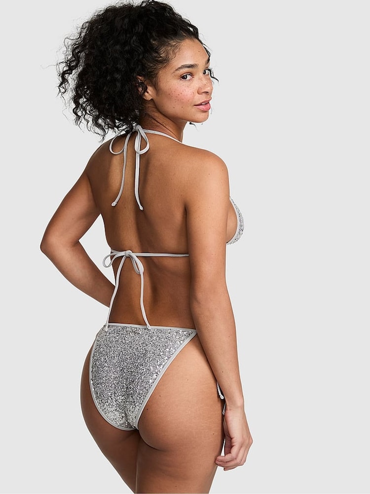 Victoria's Secret Pink Silver Triangle Sequin Bikini Top - Image 2 of 2
