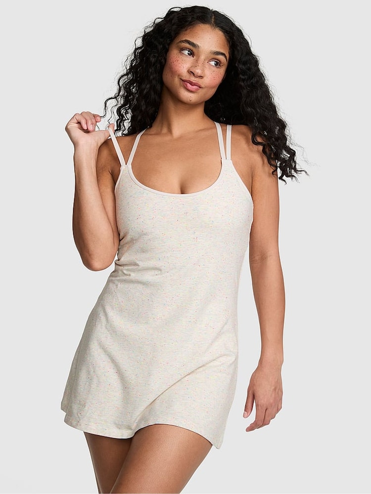 Victoria's Secret Pink Beige Confetti Cotton Cross Back Dress - Image 1 of 2