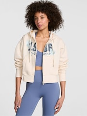 Victoria's Secret Pink Winter White Cropped Full Zip Hoodie - Image 1 of 2