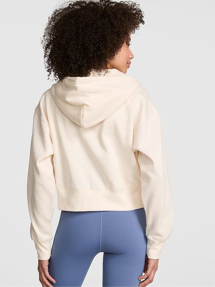 Victoria's Secret Pink Winter White Cropped Full Zip Hoodie - Image 2 of 2