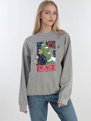 Brands In Grey Stranger Things Peace Christmas Sweat Top - Image 1 of 5