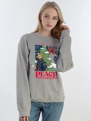 Brands In Grey Stranger Things Peace Christmas Sweat Top - Image 2 of 5