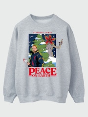 Brands In Grey Stranger Things Peace Christmas Sweat Top - Image 3 of 5