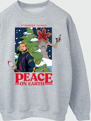 Brands In Grey Stranger Things Peace Christmas Sweat Top - Image 4 of 5