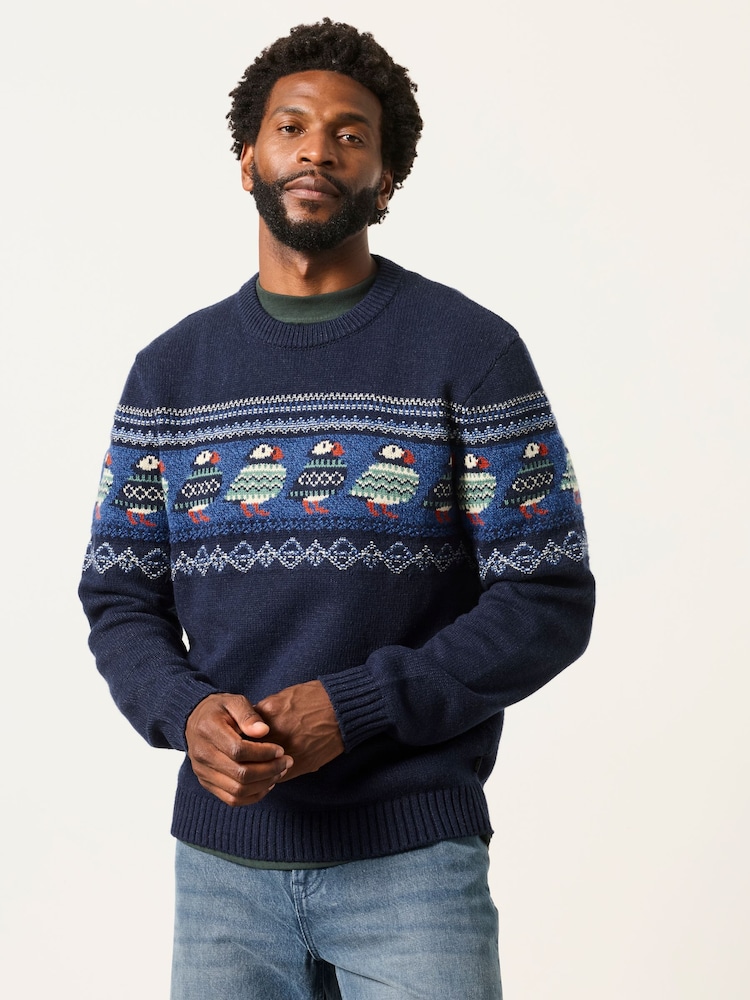 FatFace Puffin Crew Neck Knitted Jumper - Image 1 sur 7 FatFace Puffin Crew Neck Knitted Jumper - Image 1 sur 7