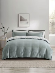 Lazy Linen Blue Soft Squares Bed Set - Image 1 of 4